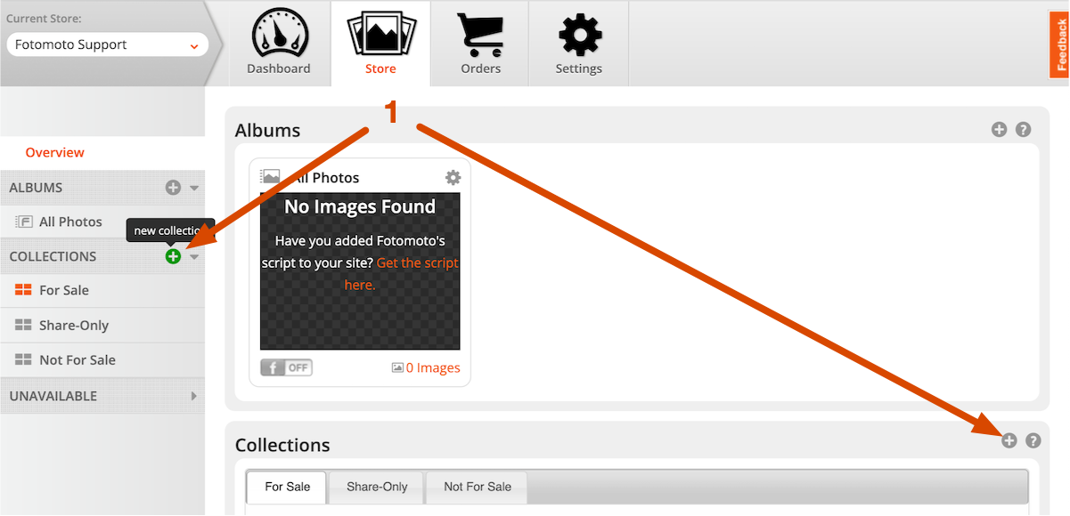 Create a new Collection in Fotomoto