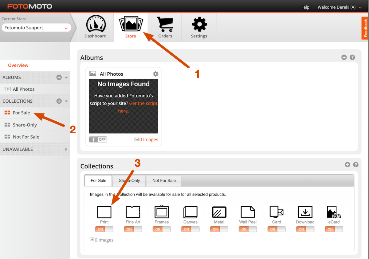 Check product pricing in Fotomoto